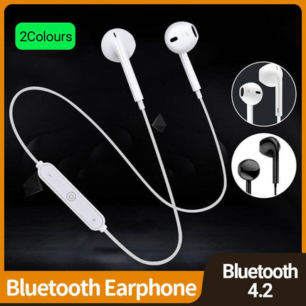 Black White Sweatproof Wireless Bluetooth Earphones Headphones Sport Gym