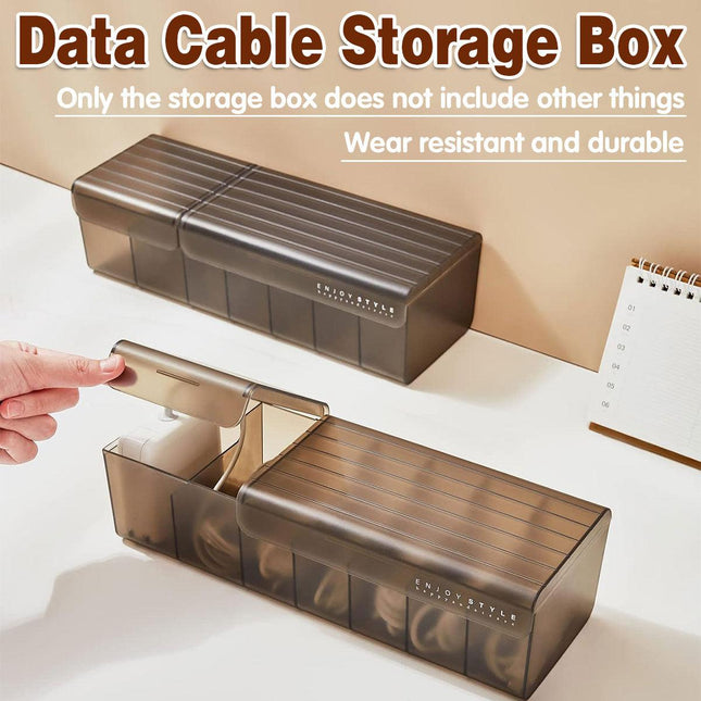 Large Capacity Data Cable Organizer Box With Lid USB Power Charging Cable Box