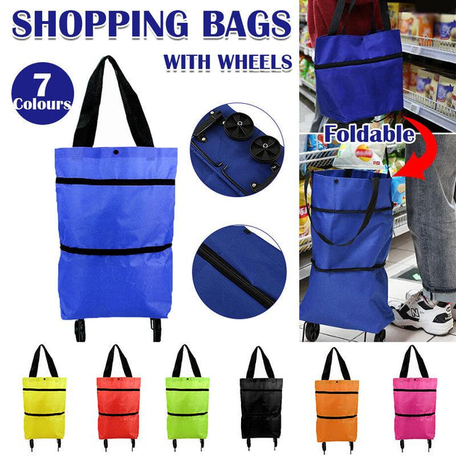 Foldable Trolley Bag Portable Shopping Cart Folding Home Travel Portable Handbag - Aimall