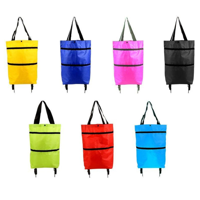 Foldable Trolley Bag Portable Shopping Cart Folding Home Travel Portable Handbag - Aimall