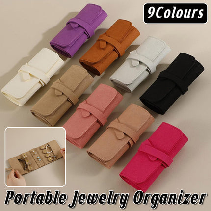 Portable Microfiber Jewelry Storage Bag Roll Organizer for Earrings Necklaces