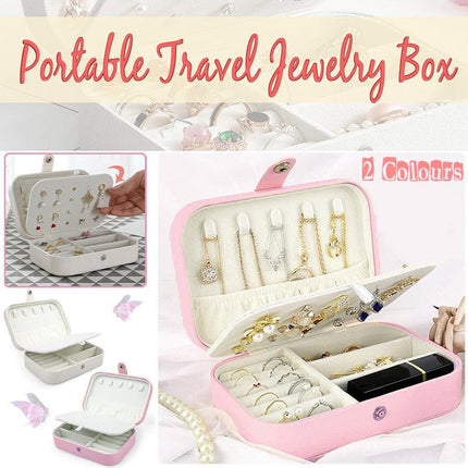 Portable Travel Jewellery Box Organizer Leather Ornaments Display Case Storage