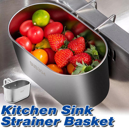 Kitchen Drain Basket 304 Stainless Steel Sink Drain Strainer Basket Food Catcher