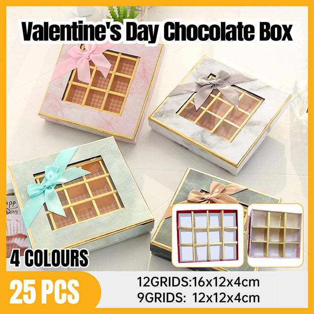 25X Valentines Day 9/12Grids Chocolate Box Gourmet Desserts Gift Display Window