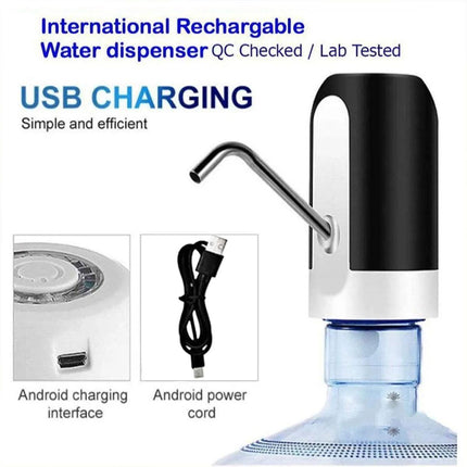 Electric Water Bottle Pump Dispenser Drinking Usb Button Black White Drinking