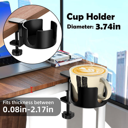 PunUnder Desk Table Clamp Mug Holder Stand Adjustable Coffee Cup Organizer