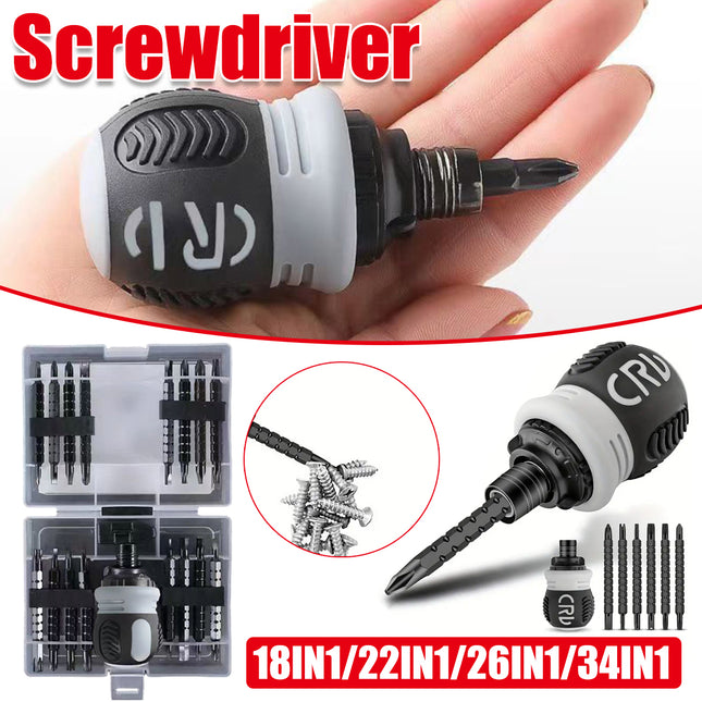 Ratchet Screwdriver Set with Sleeve Dual Head Screwdriver Expansion Cross Bits