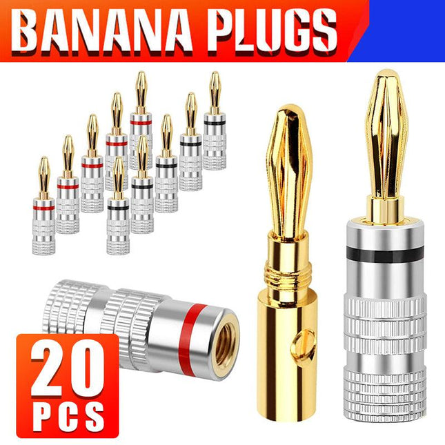 20X 24KGold Plated Speaker Cable Wire Connector Banana Plugs For Nakamichi Audio
