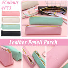 4PCS PU Leather Pen Pencil Case Makeup Cosmetic Bag Portable Storage Pouch AU