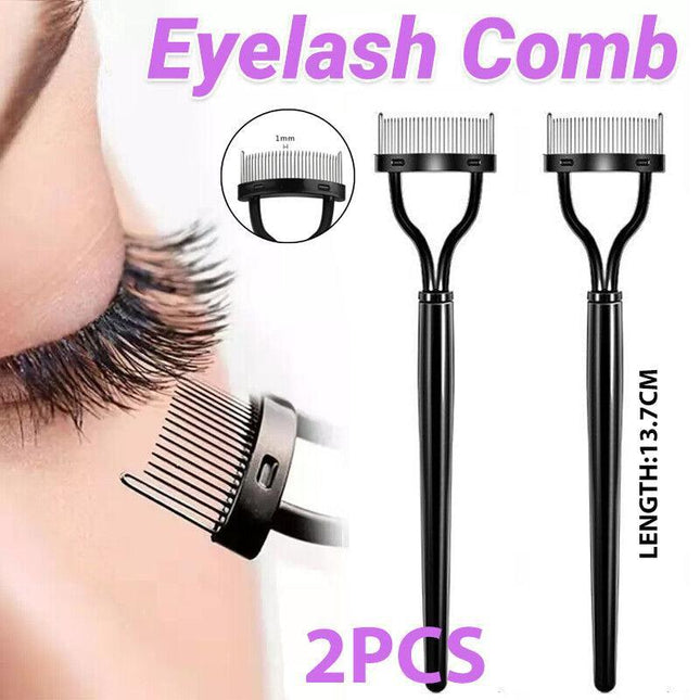 2 X Eyelash Comb Lash Separator Mascara Lift Curl Metal Brush Beauty Makeup Tool - Aimall