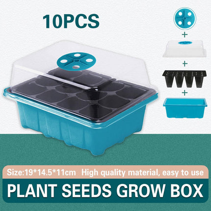 10 Plant Seeds Grow Box Propagation Nursery Garden Seedling Starter Tray 12 Hole