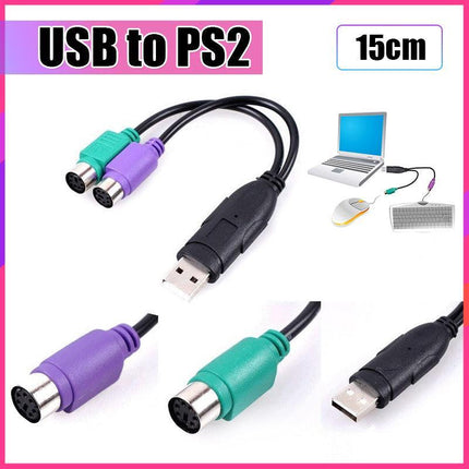 USB Male to PS2 Female Adapter Active Converter Cable Barcode scanner KVM Switch - Aimall