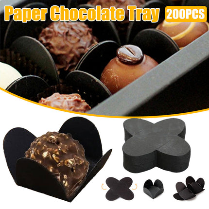 200pcs Valentines Day Paper Chocolate Trays Foldable Dessert Packaging Gift