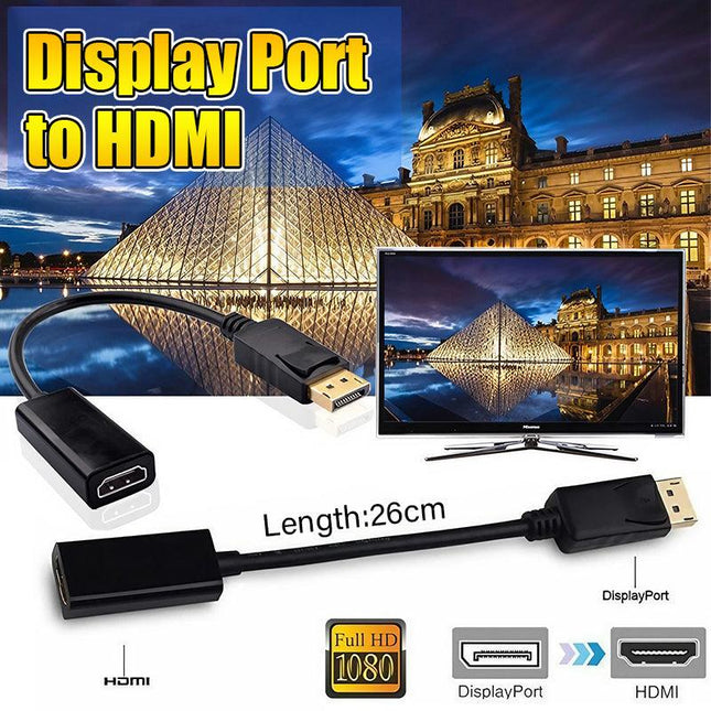 Displayport DP to HDMI Adapter Male Female Cable Full HD 1080P Display Port Lead - Aimall