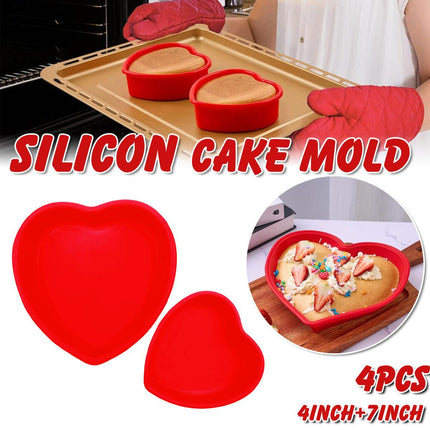 4pcs Simple Love Silicone Cake Moulds Baking Molds for Cupcakes and Desserts