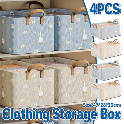 4pcs Clothes Storage Box Foldable Organizer for Closet Household Dormitory Use