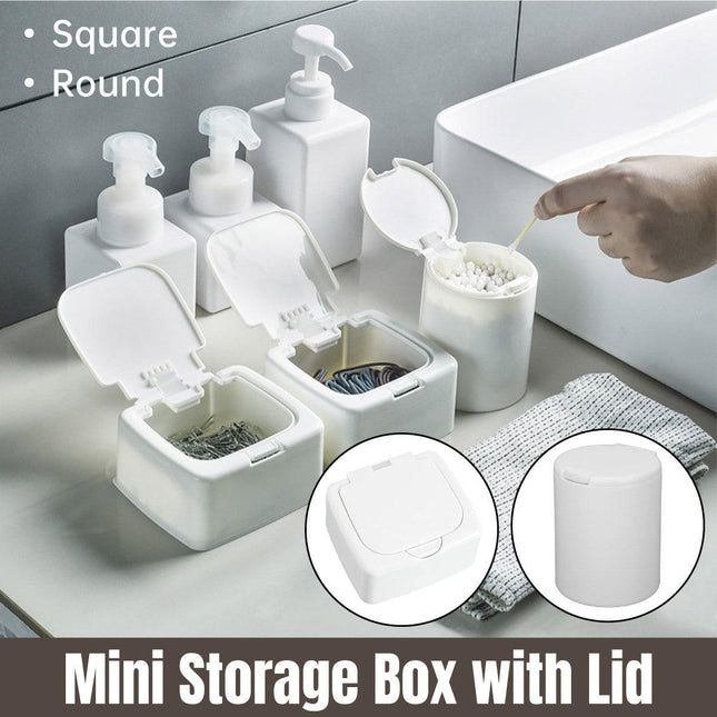 Small Plastic Desktop Storage Box with Lid Organizer Bucket for Office Home Use