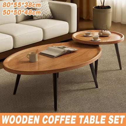 2Pack Smooth Glossy Coffee Table Nesting Side End Table Living Room Furniture