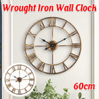 Home Retro Living Room Wrought Iron Wall Clock Nordic Decorative Clock Round Rome Mute Clock