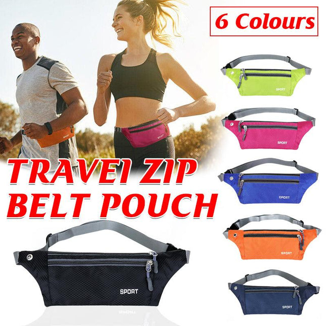 Waterproof Running Belt Bum Bag Travel Waist Bags Money Zip Pouch Sports Wallet