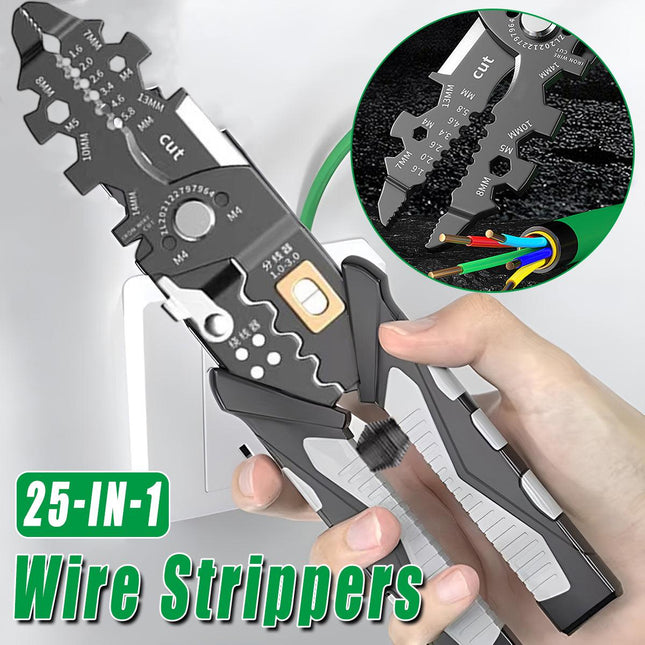 25in1 Wire Stripping Pliers Multi Function Cable Splitter Cutter Winding Tool