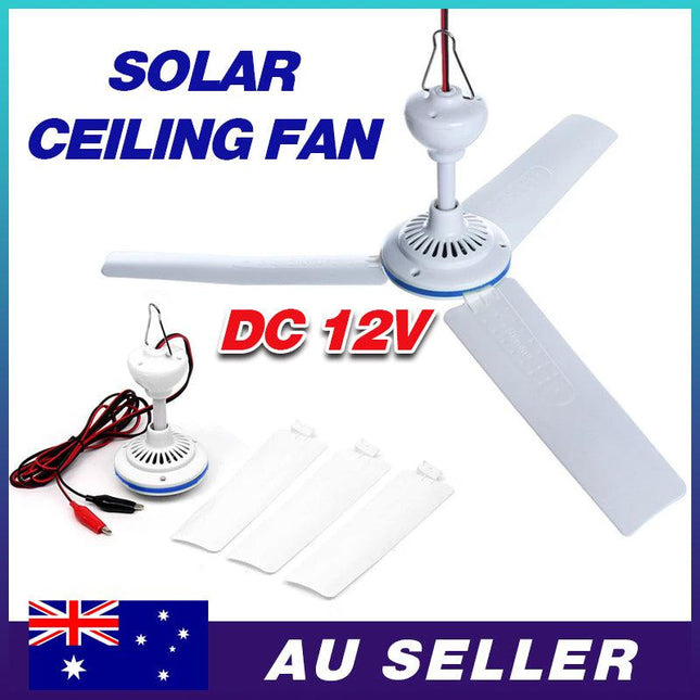 Portable 12V Ceiling Fan 3 Blade 0.7Amp Hq Caravan Camping For Solar Power