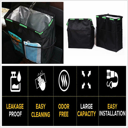 Waterproof Car Trash Bag Litter Can Garbage Waste Bin Seat Organizer Storage Box