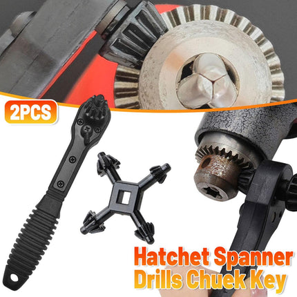 2pcs 2 in 1 Drill Chuck Ratchet Wrench Double Headed Spanner Key Tool Set