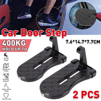 2xVehicle Access Roof Of Car Door Step Doorstep Rooftop Latch Pedal Hook Folding - Aimall