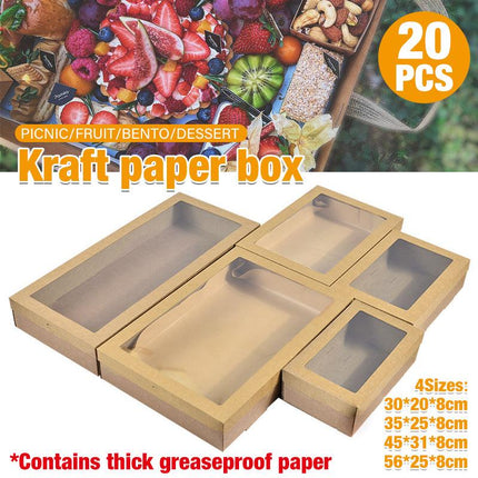 20PCS Pie Boxes White Bakery Boxes Pastry Boxes with Window for Cookies Muffins