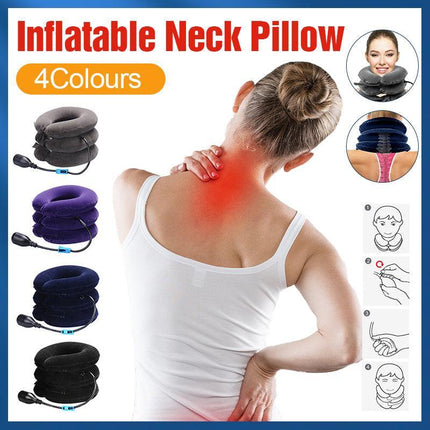 Air Inflatable Neck Pillow Head Cervical Traction Support Stretcher Pain Relief - Aimall