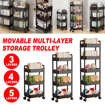 Movable Trolley Shelf Multi Layer Storage Rack Organizer Rolling Cart Stand
