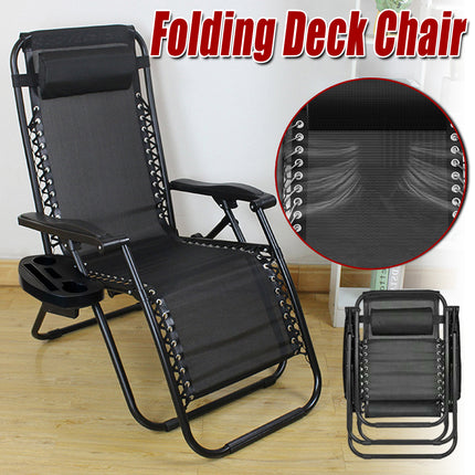 Cool Black Self-produced Nap Folding Recliner Office Lunch Beach Chair