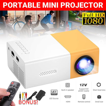 Portable Mini Pocket Projector LED Home Cinema HD 1080P HDMI Remote Control