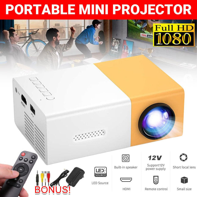 Portable Mini Pocket Projector LED Home Cinema HD 1080P HDMI Remote Control