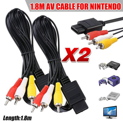 2x RCA AV Audio Video Composite Cable Cord SUPER SNES GAMECUBE GC NINTENDO N64 - Aimall