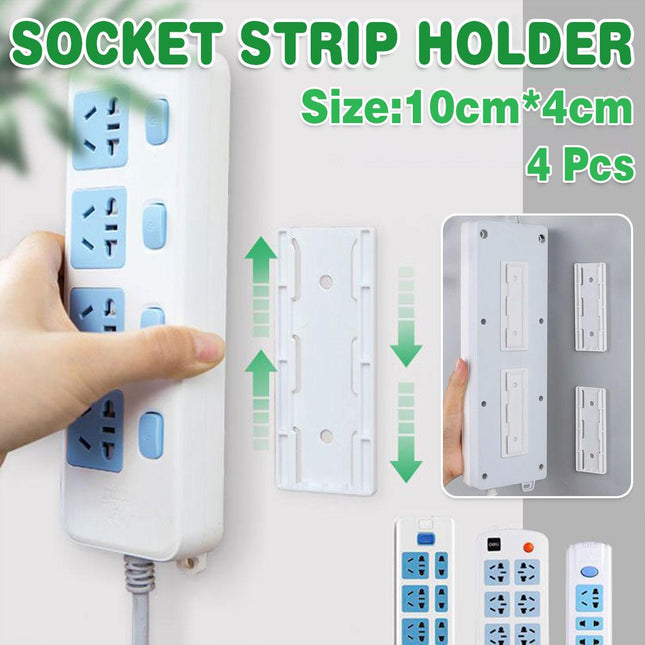4PCS Power Strip Wall Mount Holder No-Drill Socket Organizer Bracket