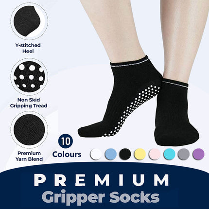 3 Pairs Ladies Women Sports Cotton Rich Pilates Yoga Non-Slip Grip Socks