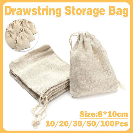8X10Cm Small Bag Natural Linen Pouch Drawstring Burlap Jute Sack Jewelry Gift