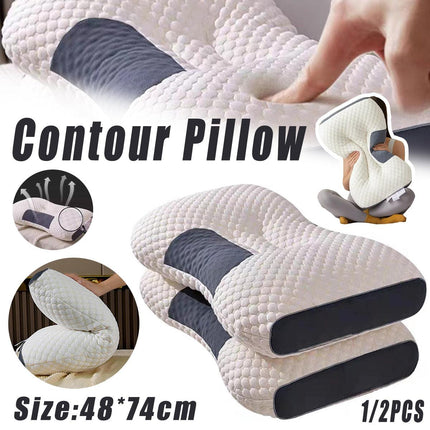 1/2X Contour Pillow Neck Support Orthopedic Cervical Pillow Anti Bacteria Sleep