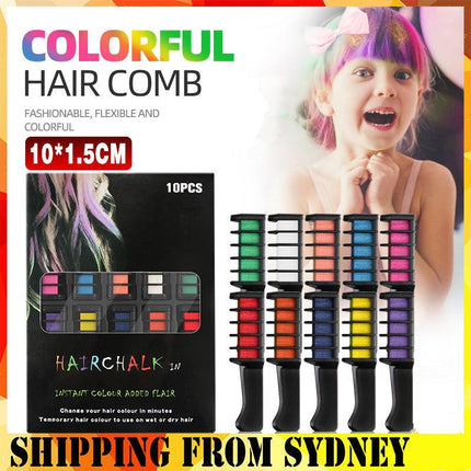 10 Colors Hair Chalk Comb Kit Temporary Dye for Kids' Fun & Parties - Aimall