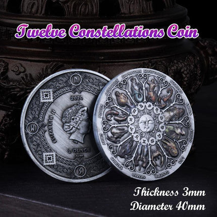 Twelve Constellations Coin Sun and Moon Challenge Medal Double-sided Embossed - Aimall
