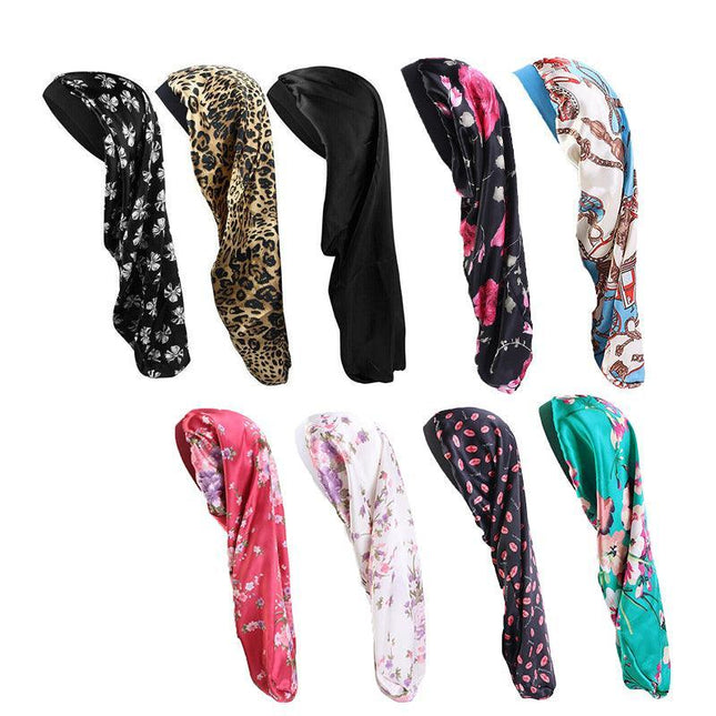 Sleep Cap Satin Silk Bonnet Wrap Hat Headwear Hair Sock Long Head Cover Turban - Aimall