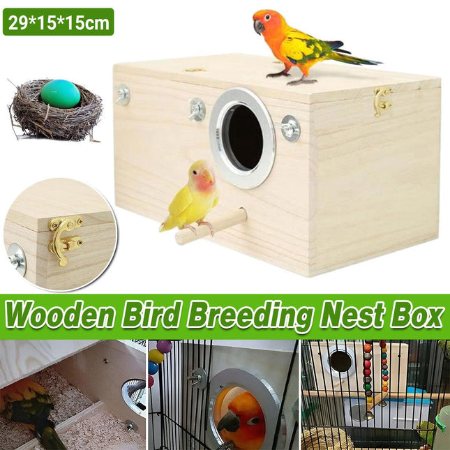 Wooden Breeding Box for Pet Parrot Outdoor Hatching Cage Nesting Box Habitat