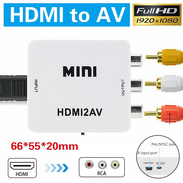 HDMI to RCA Composite AV CVBS 3RCA Video Cable Converter 1080p Downscaling White - Aimall