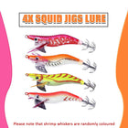 4PCS Glow Squid Jig Lures Double Hook Egi Bait for Calamari and Saltwater Fishing
