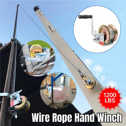 1200 lbs Hand Winch 8M Steel Wire Rope Hand Winch Manual Car Boat Trailer Camper