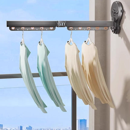 2/3/4-Bar Adjustable Foldable Retractable Clothes Drying Rack Suction Cup Hanger