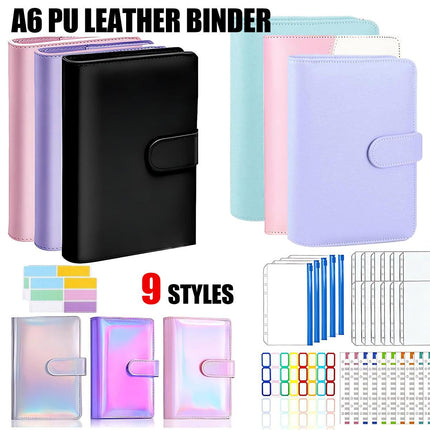 A6 Pu Leather Binder Pockets Cash Envelope Planner Notebooks