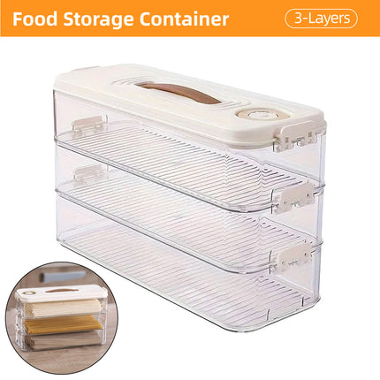 3 Layers Square Food Storage Container with Lid Kitchen Organiser for Meal Prep